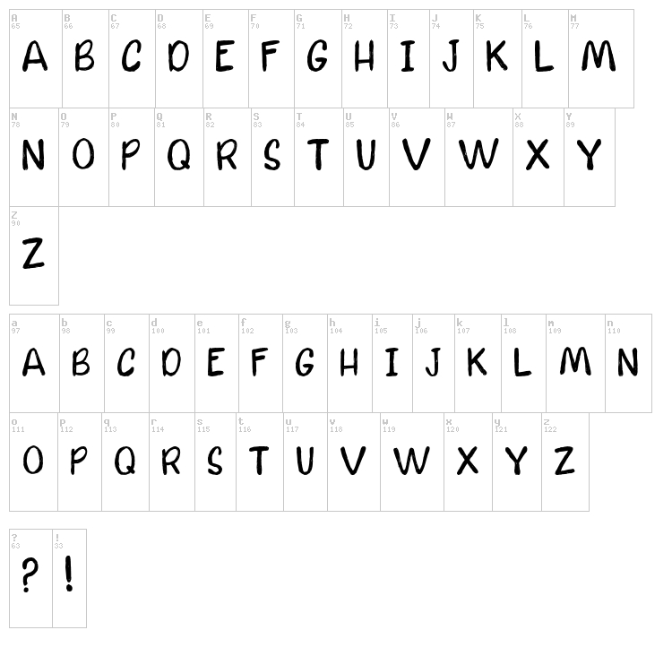 Calm Waters font map